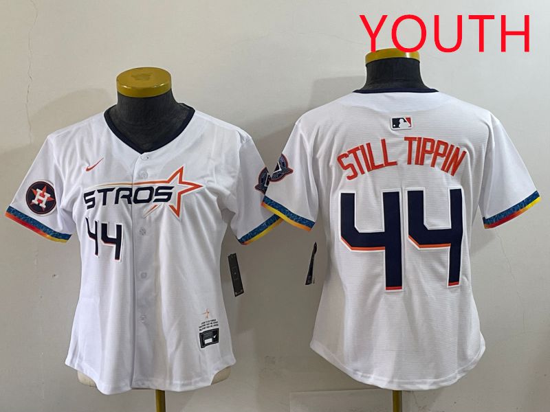 Youth Houston Astros #44 Still Tippin White Four generations Joint Name 2025 Nike MLB Jersey style 7